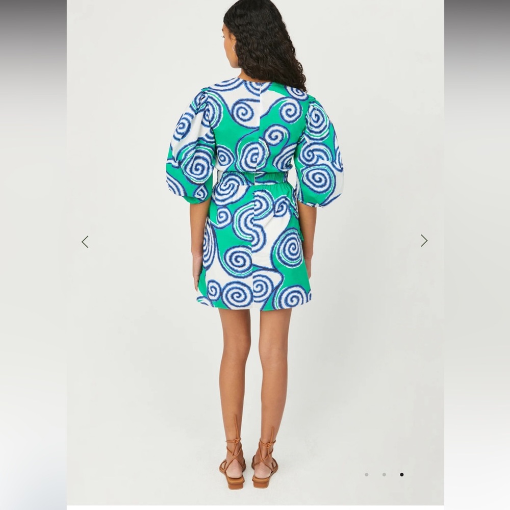 RHODE Green & Blue Spiral Mini Dress - Picture 2 of 9
